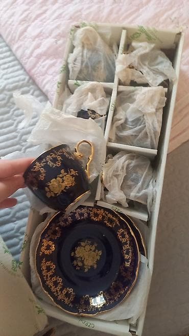 möhür: Çay dəsti, rəng - Göy, Farfor, Çexiya — 1