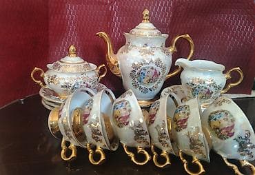 Кофейный набор, цвет - Золотой, Фарфор, Madonna, 6 персон, Чехия at lalafo.az Кофейный набор, цвет - Золотой, Фарфор, Madonna, 6 персон, Чехия