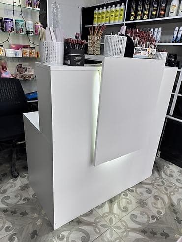 mehin mebel: Ağ rəngli resepsion/iş masası – LED işıqlı - İkitərəfli istifadə: ön — 4