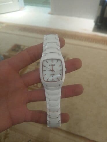 Muncuqlar: RADO Jubile kişi/qadın qol saatı – ağ keramik korpus və bilərzik - — 3