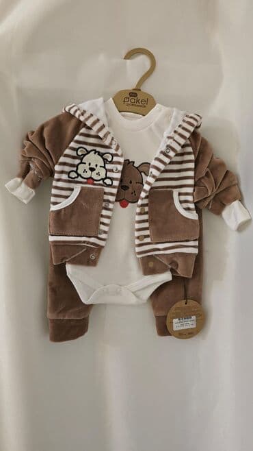 Uşaq geyim dəsti – Pakel Organics - 3 hissədən ibarət: kapüşonlu