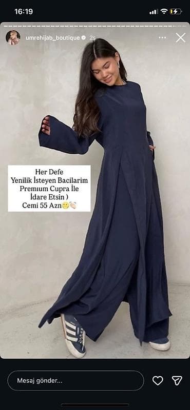 Premium Cupra parça ilə uzun, geniş kəsimli təkrəng abaya/paltar — 1