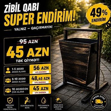 vaqon: Zibil qabı – super endirimlə! Məhsul xüsusiyyətləri: - Möhkəm metal — 1