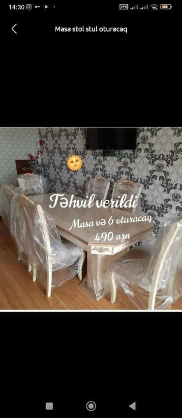 Qonaq otağı üçün, Yeni, Açılmayan, Dördbucaq masa, 6 stul lalafo.az -da Qonaq otağı üçün, Yeni, Açılmayan, Dördbucaq masa, 6 stul