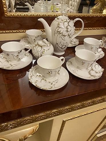 Çay dəsti, rəng - Ağ, Farfor, 6 nəfərlik