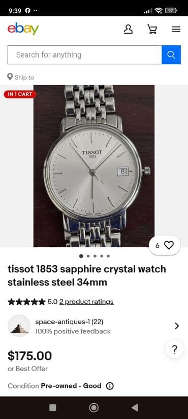 masqa qabi: İşlənmiş, Qol saatı, Tissot, rəng - Gümüşü — 4