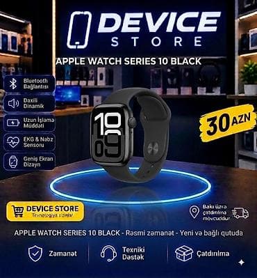 Elektronika: Apple Watch Series 10 Black - Bluetooth bağlantısı - Daxili dinamik - — 1