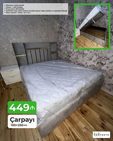 Çarpayı – 160×200 sm - Mexanizm: açılan, bazalı (yuxarıdan qaldırılan — 1
