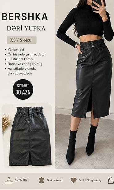 Bershka dəri yubka - Ölçü: XS / S - Yüksək bel - Ön hissədə yırtmac lalafo.az -da Bershka dəri yubka - Ölçü: XS / S - Yüksək bel - Ön hissədə yırtmac