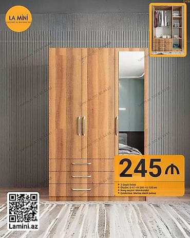 LA MINI 3 qapılı dolab - Material: ağac dekorlu laminat - Quruluş: 3 — 1