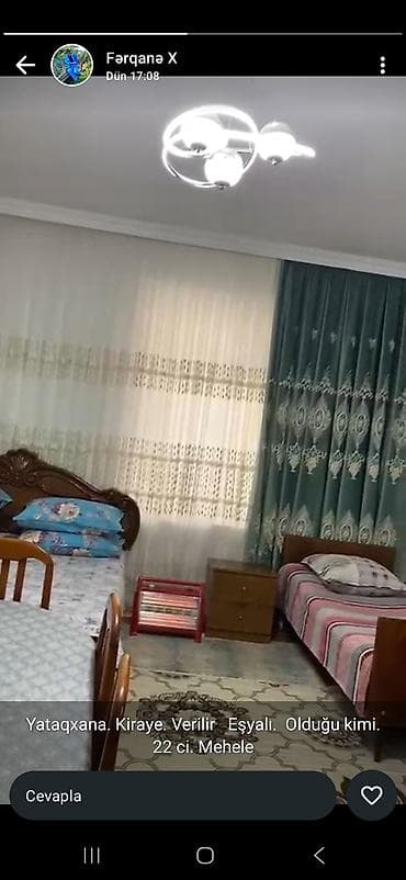 Bağ evləri: Kirayə verilən mebel və texnikalı yataq otağı – 22-ci məhəllə — 2