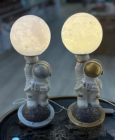dekor lampalar: Kosmonavt temalı masa lampası – Ay formanlı işıq kürəsi - Dizayn — 7