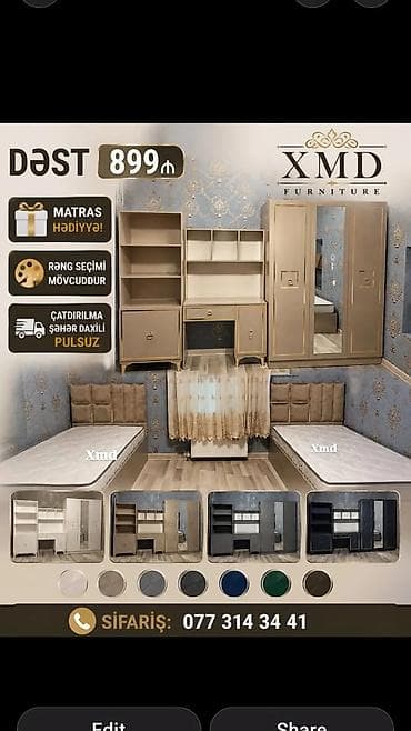 tek kravat: Uşaq/yeniyetmə otağı üçün mebel dəsti – XMD Furniture Dəst tərkibi: - — 1