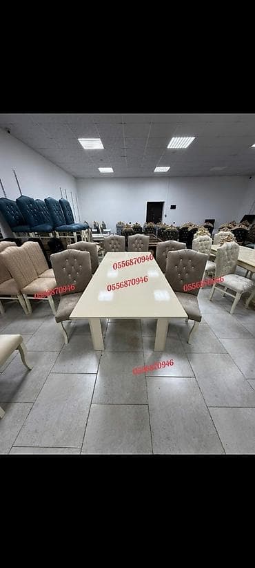 Комнатные растения: Для гостиной, Новый, Нераскладной, Прямоугольный стол, 6 стульев — 7