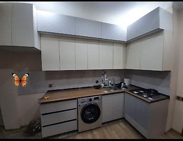 divar rəf: Mətbəx mebeli dəsti – müasir dizayn - Planlama: L formalı quruluş — 1