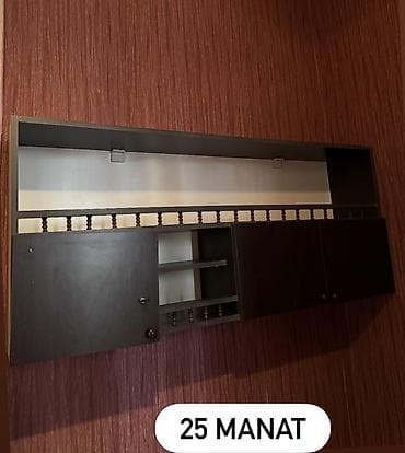 Divar asılqanı tipli mətbəx/zal üçün üst dolab - Rəng: tünd qəhvəyi -