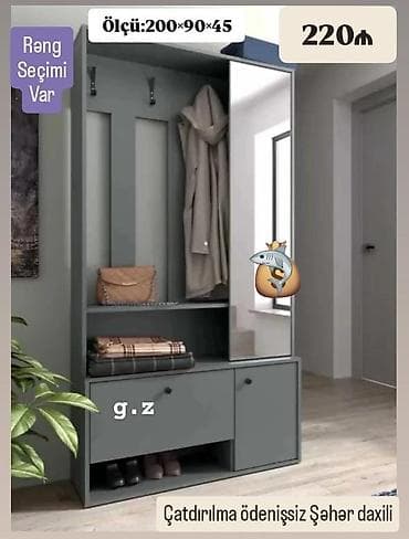 Dəhliz dolabı və asılqan dəsti - Ölçü: 200 × 90 × 45 sm - Geniş