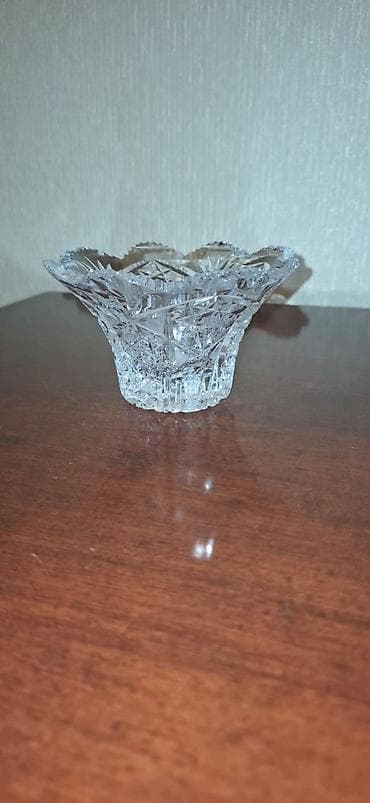 balta: Büllur qab (şirniyyat/sous qabı) - Material: qalın, şəffaf büllur - — 1