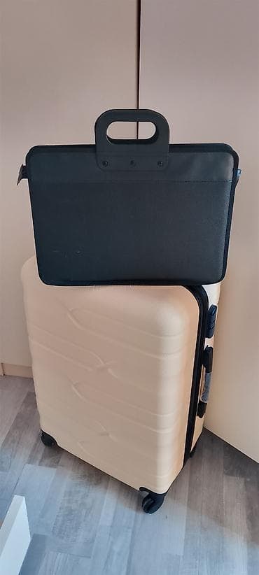 Təkərli sərt korpuslu çamadan + nazik sənəd/planşet çantası seti - — 2