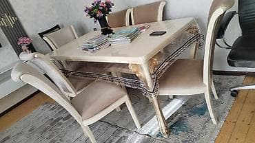 Bitkilər: Qonaq otağı üçün, İşlənmiş, Kvadrat masa, 6 stul — 1