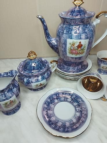çay servis: Çay dəsti, rəng - Bənövşəyi, Farfor, 6 nəfərlik — 4