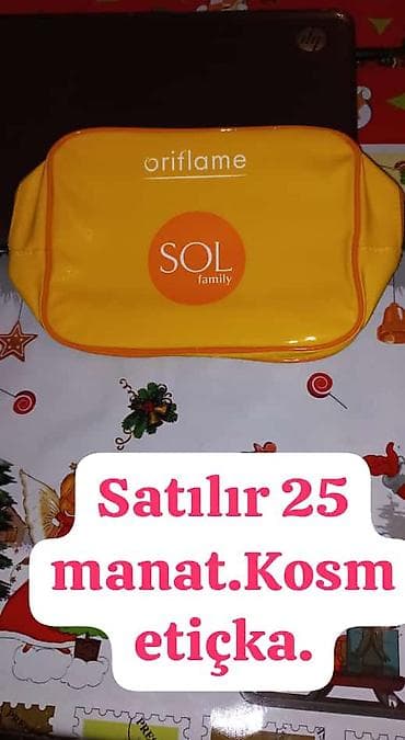 kofta qadin: - Oriflame SOL family kosmetik çantası, parlaq sarı rəngdə, fermuarlı — 1