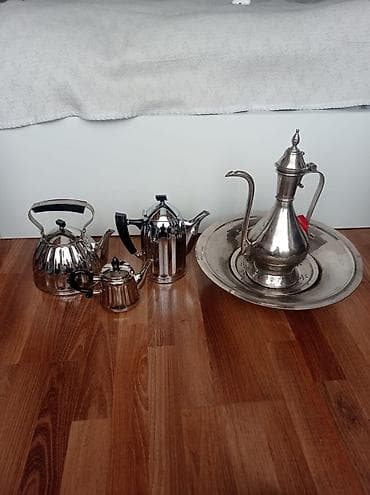 Çay dəsti, rəng - Gümüşü, Metal