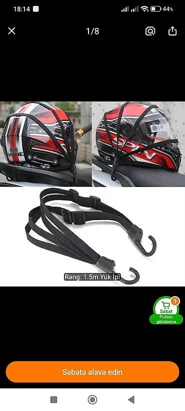 Kask Bağlamaq Üçün Rezin.Məhsul: 1.5 m Yük İpi (motosiklet üçün