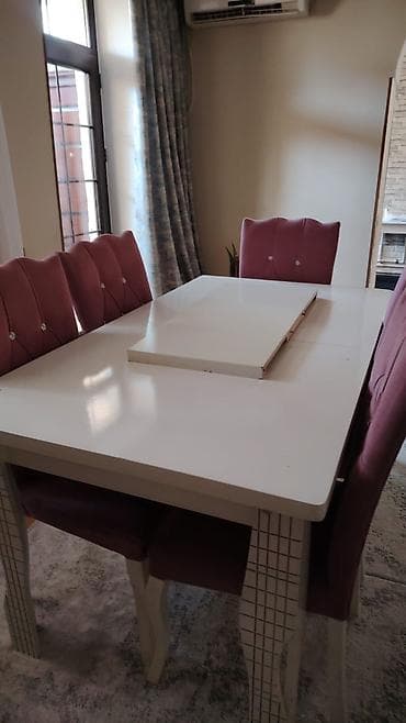 usaq pastel destleri: Qonaq otağı üçün, Açılan, Dördbucaq masa, 6 stul — 4