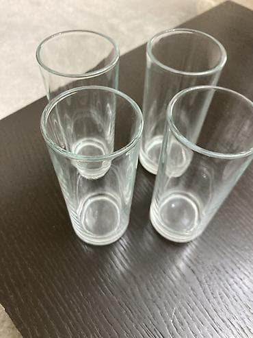 bostan yolu: Mətbəx qab-qacaq dəsti - Şüşə stəkanlar: 4 ədəd, şəffaf, silindrik — 1