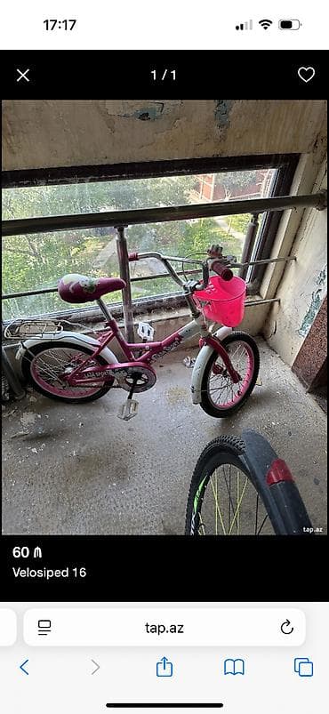 velosiped 26 type 1: 16 lıq velosipeddir az işlənib 50 manat Ünvan buzovna yada əhmədlidən — 1