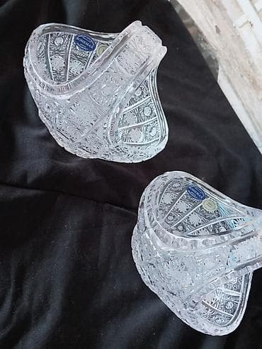 vanna hamam: Cutu 150 manat - 2 ədəd dekorativ qab - Orijinal “BOHEMIA” nişanlı - — 1