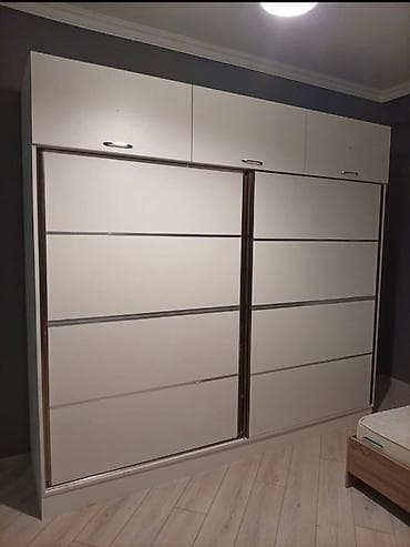 Ağ rəngdə sürüşkən qapılı paltar dolabı - Minimalist dizaynlı, iki lalafo.az -da Ağ rəngdə sürüşkən qapılı paltar dolabı - Minimalist dizaynlı, iki