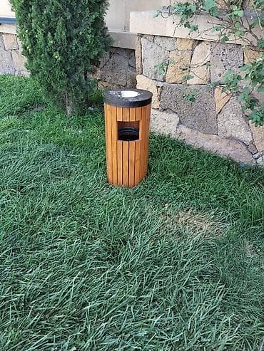 cex qablari: Açıq məkanlar üçün zibil qutusu və üst hissədə külqabı - Material — 3