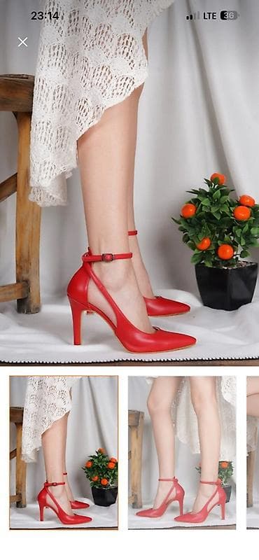 qırmızı ayaqqabı: Qadınlar üçün zərif qırmızı dikdaban ayaqqabı təzədir Ölçü 38 - — 1