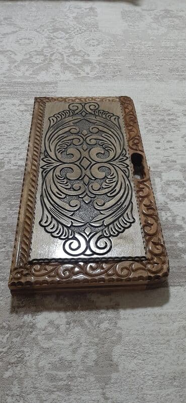 купить стол для бильярда: Taxta nəqşli nərd taxtası - Material: taxta və qoz agaci (əl oyma — 15