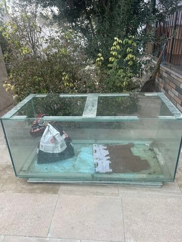 Böyük ölçülü şüşə akvarium - Material: qalın şüşə, künclər silikonla