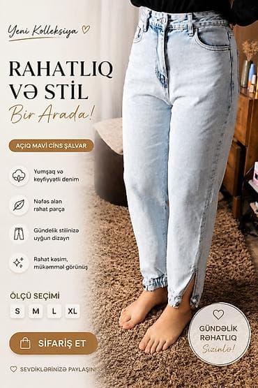 Cinslər: Açıq mavi cins şalvar – rahatlıq və stil bir arada! - Yumşaq — 1