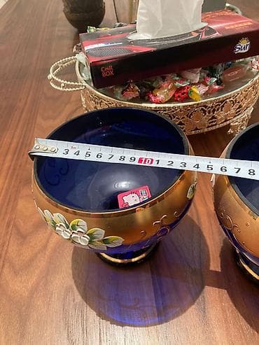 Məhsul: Boyalı şüşə dekorativ qablar (komplekt) - Material: Qalın — 1