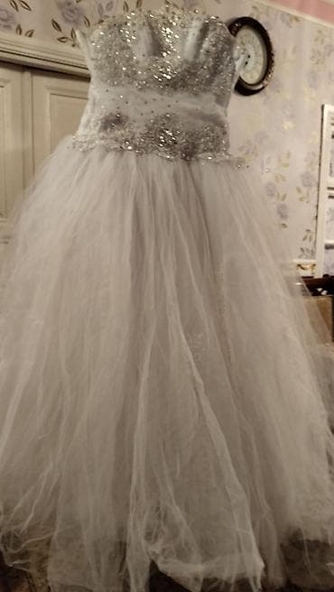 Свадебные платья и аксессуары: Lüks gəlinlik paltarı - Rəng: saf ağ - Siluet: A-formalı/bal paltarı — 3