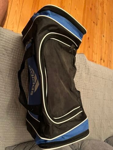 нитритная соль купить в бишкеке: Adidas idman/seyahət çantası - Rəng: qara–mavi, ağ haşiyələr - Ön — 2