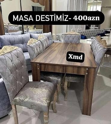 kafe stolu: Masa dəsti – 400 AZN - Klassik üslubda yemək otağı dəsti - Dördkünc — 1