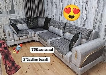 divan kreslo ustu: Məhsul: Künc divan dəsti - Ölçü: 3*2 (L şəklində) - Mexanizm: Açılan — 1