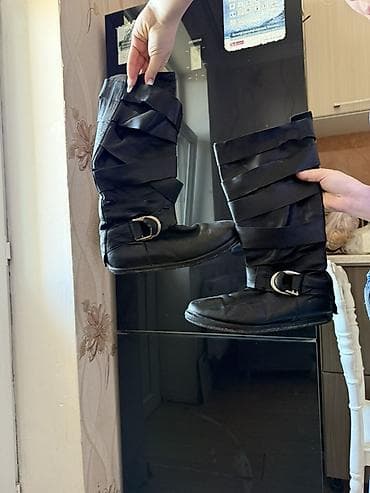 cəkmələr: Uzunboğaz, Ölçü: 38, rəng - Qara, İşlənmiş — 1