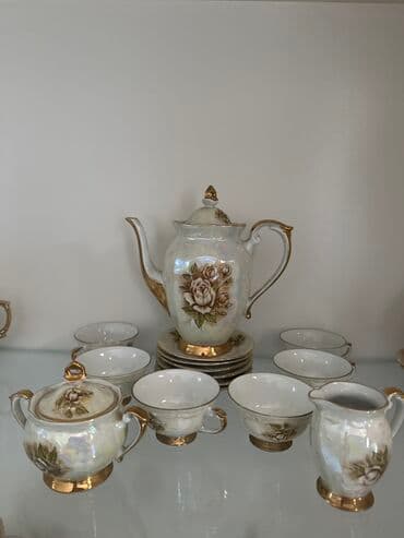 kahla made in gdr: Qəhvə dəsti, rəng - Ağ, Kobalt, Bohemia, 6 nəfərlik, Almaniya — 2