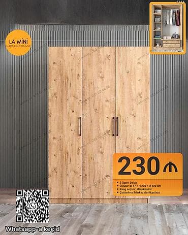 sekiller 2018: 3 qapılı, Siyirməli, Digər rəng, Taxta, Açılan, Düz dolab — 1