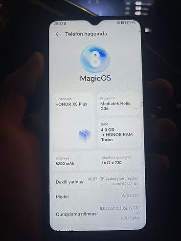 Honor X5, 64 GB, rəng - Qara