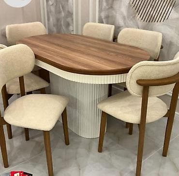 is masası: Qonaq otağı üçün, Yeni, Açılan, Oval masa, 8 stul — 5