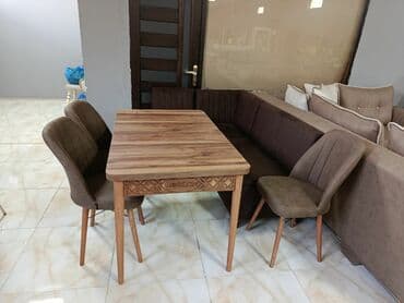 Mətbəx üçün, Yeni, Açılan, Dördbucaq masa, 4 stul