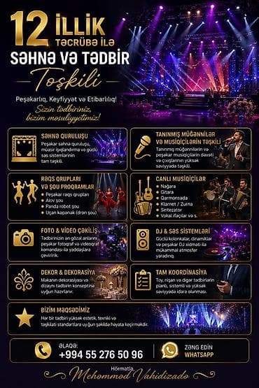Səhnə və Tədbir Təşkili – 12 illik təcrübə Peşəkarlıq, keyfiyyət və